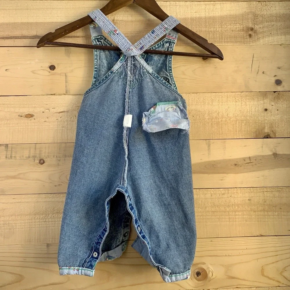 VTG RARE Oshkosh Vestbak Bubble Overalls 12mo Open Button Front Embossed 3D Logo